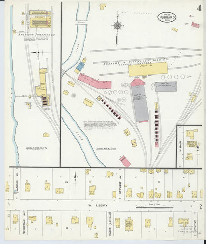 Sanborn Fire Insurance Map from Hubbard, Trumbull County, Ohio (1911), Sheet #0004 - Historic Sanborn Fire Insurance Map Print, vintage old map wall art, antique decor, genealogy gift, Ohio Ohio map