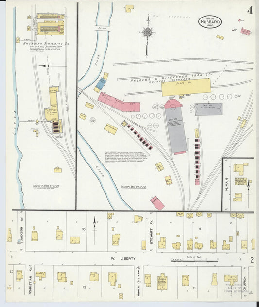 Sanborn Fire Insurance Map from Hubbard, Trumbull County, Ohio (1911), Sheet #0004 - Historic Sanborn Fire Insurance Map Print, vintage old map wall art, antique decor, genealogy gift, Ohio Ohio map