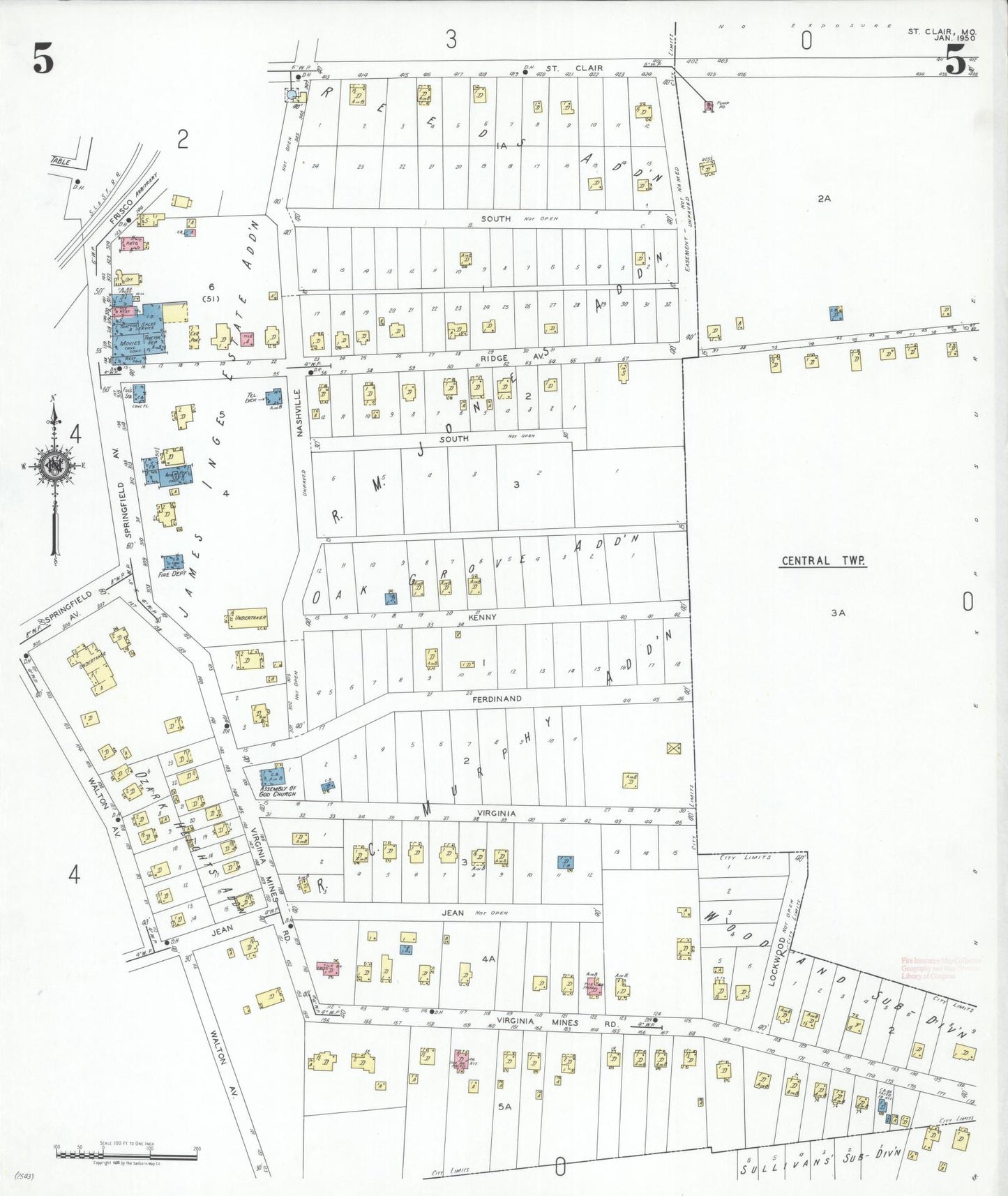 Sanborn Fire Insurance Map from Saint Clair, Franklin County, Missouri (1950), Sheet #0005 - Complete Map Set gallery image, historic Sanborn map, vintage wall art, Missouri Missouri