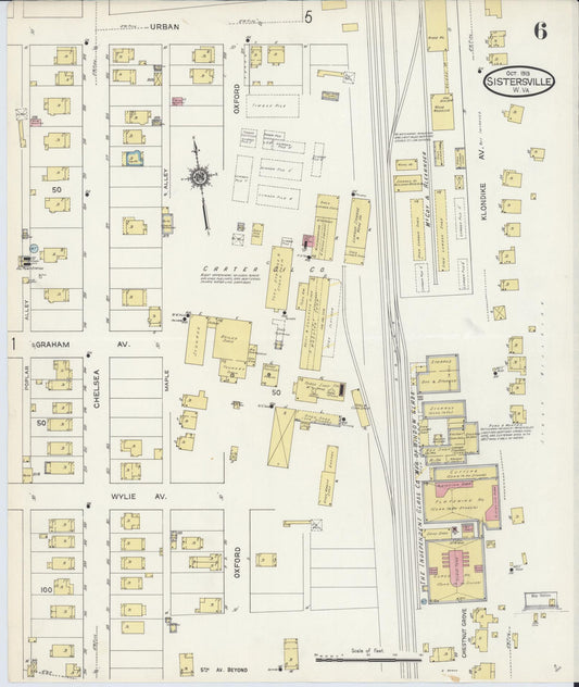 Sanborn Fire Insurance Map from Sistersville, Tyler County, West Virginia (1913), Sheet #0006 - Historic Sanborn Fire Insurance Map Print, vintage old map wall art, antique decor, genealogy gift, West Virginia West Virginia map
