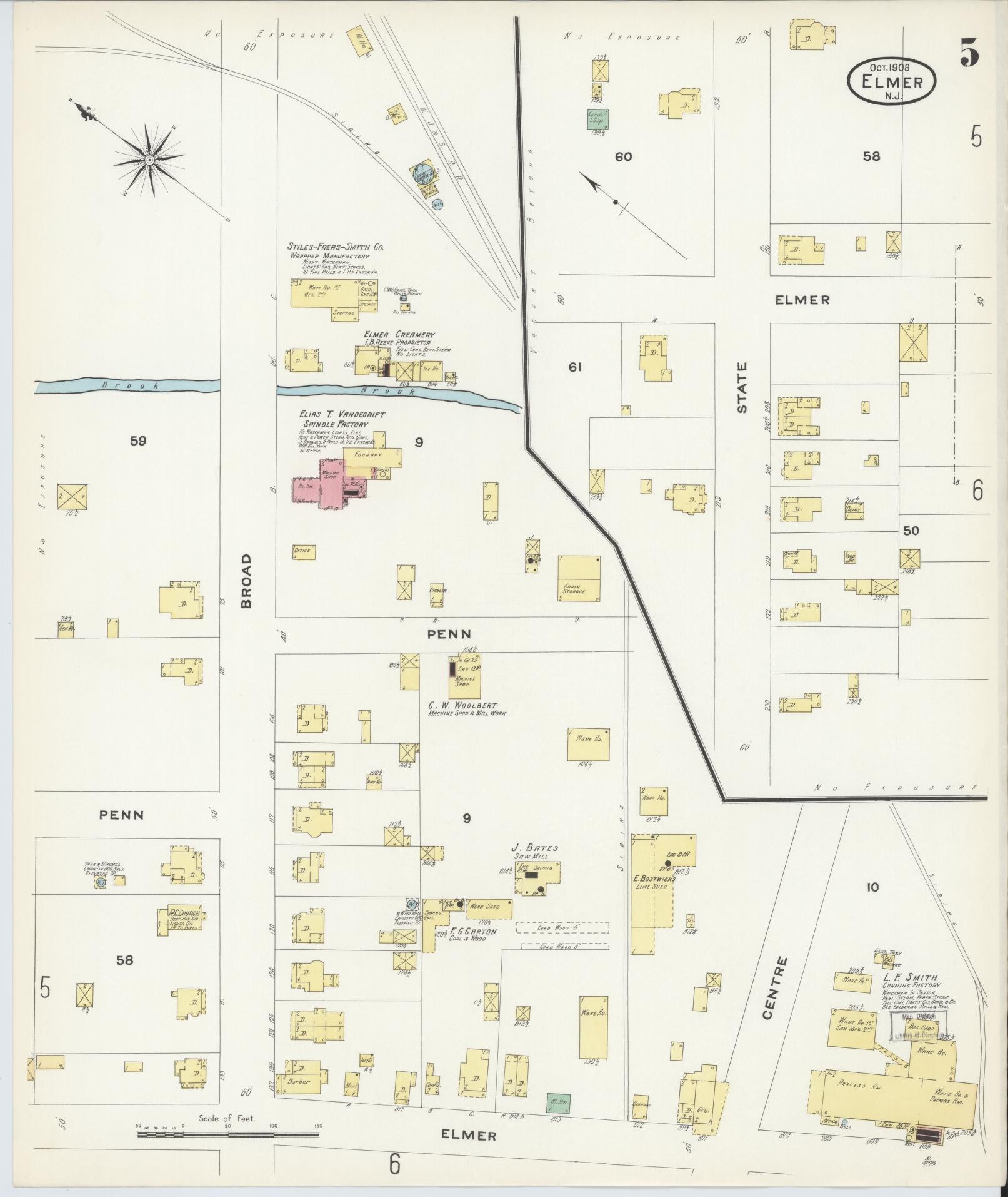 Sanborn Fire Insurance Map from Elmer, Salem County, New Jersey (1908), Sheet #0005 - Complete Map Set gallery image, historic Sanborn map, vintage wall art, New Jersey New Jersey