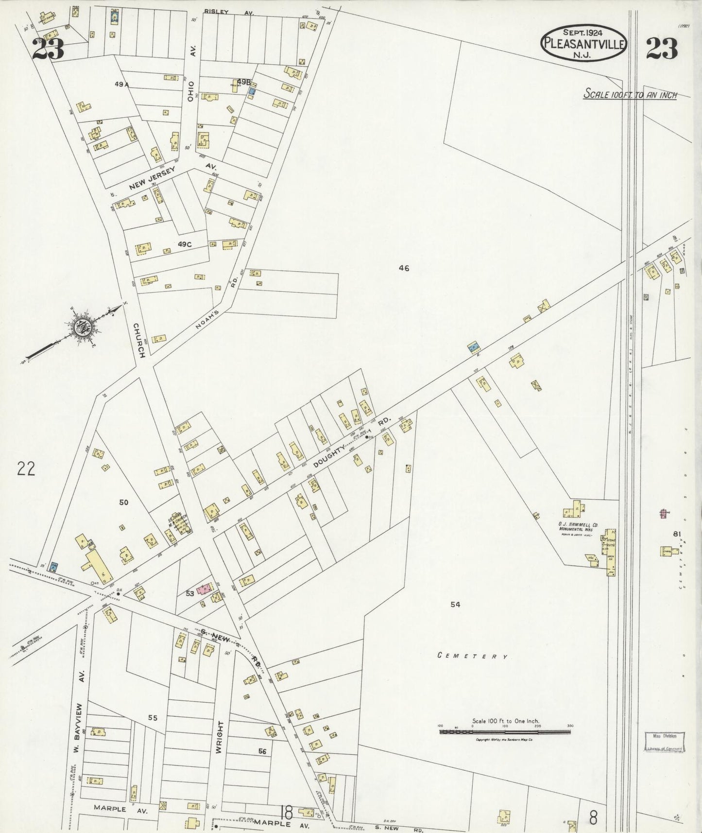 Sanborn Fire Insurance Map from Pleasantville, Atlantic County, New Jersey (1924), Sheet #0023 - Complete Map Set gallery image, historic Sanborn map, vintage wall art, New Jersey New Jersey