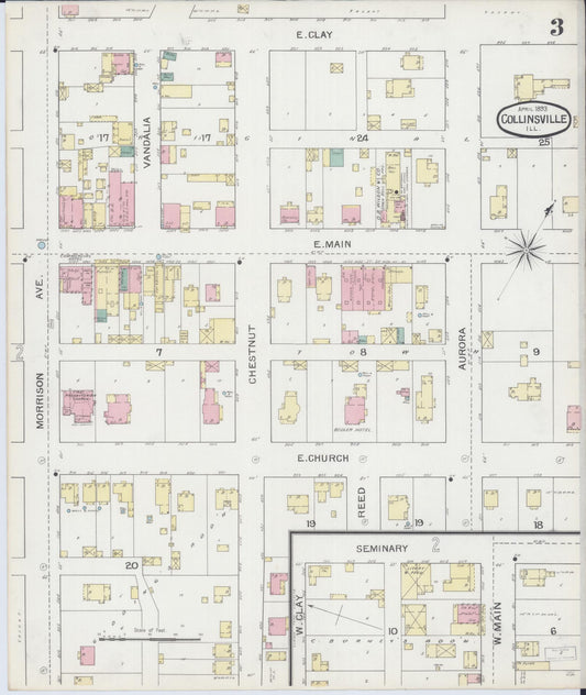 Sanborn Fire Insurance Map from Collinsville, Madison County, Illinois (1893), Sheet #0003 - Historic Sanborn Fire Insurance Map Print, vintage old map wall art, antique decor, genealogy gift, Illinois Illinois map