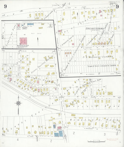 Sanborn Fire Insurance Map from Libertyville, Lake County, Illinois (1933), Sheet #0009 - Complete Map Set gallery image, historic Sanborn map, vintage wall art, Illinois Illinois