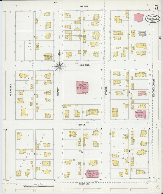 Sanborn Fire Insurance Map from Rochelle, Ogle County, Illinois (1904), Sheet #0005 - Historic Sanborn Fire Insurance Map Print, vintage old map wall art, antique decor, genealogy gift, Illinois Illinois map