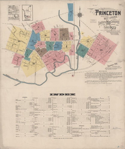 Sanborn Fire Insurance Map from Princeton, Mercer County, West Virginia (1923), Sheet #0001 - Complete Map Set gallery image, historic Sanborn map, vintage wall art, West Virginia West Virginia