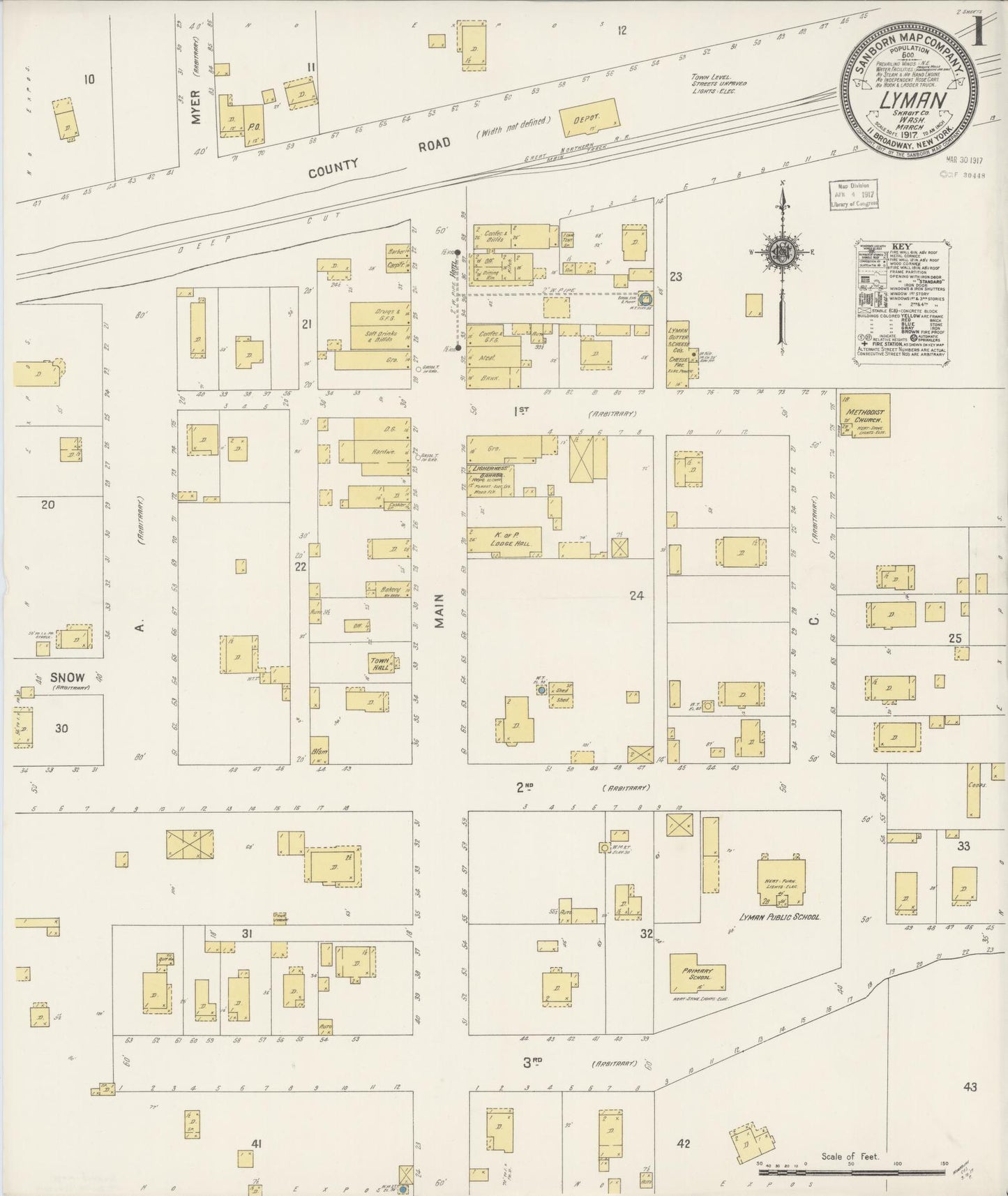 Sanborn Fire Insurance Map from Lyman, Skagit County, Washington (1917), Sheet #0001 - Complete Map Set gallery image, historic Sanborn map, vintage wall art, Washington Washington