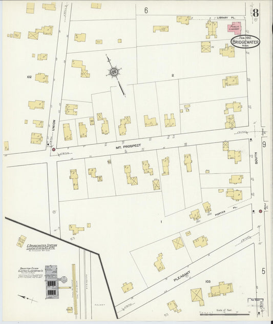 Sanborn Fire Insurance Map from Bridgewater, Plymouth County, Massachusetts (1912), Sheet #0008 - Historic Sanborn Fire Insurance Map Print, vintage old map wall art, antique decor, genealogy gift, Massachusetts Massachusetts map