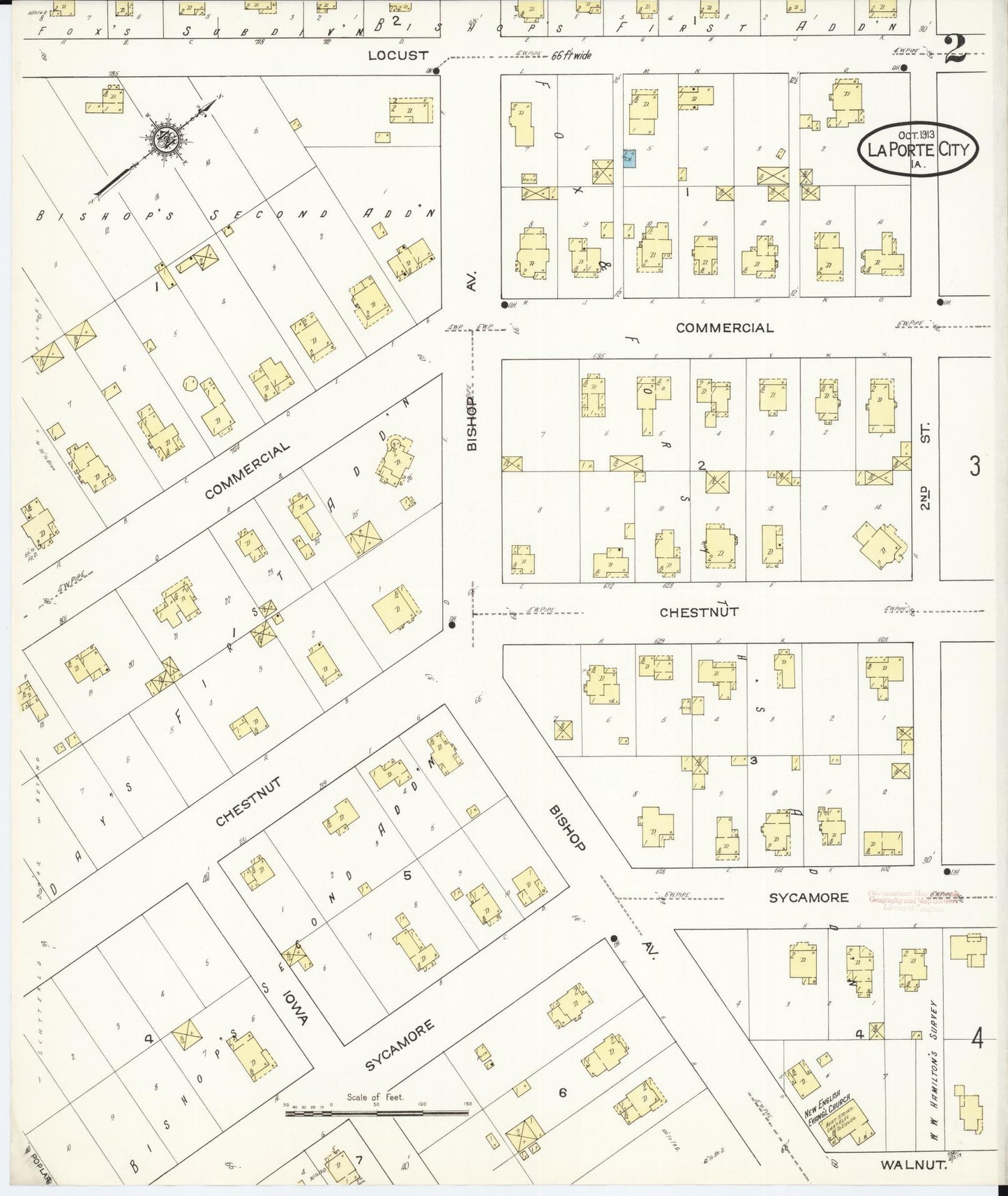 Sanborn Fire Insurance Map from La Porte City, Black Hawk County, Iowa (1913), Sheet #0002 - Historic Sanborn Fire Insurance Map Print, vintage old map wall art