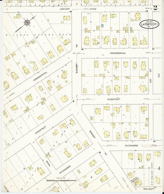 Sanborn Fire Insurance Map from La Porte City, Black Hawk County, Iowa (1913), Sheet #0002 - Historic Sanborn Fire Insurance Map Print, vintage old map wall art