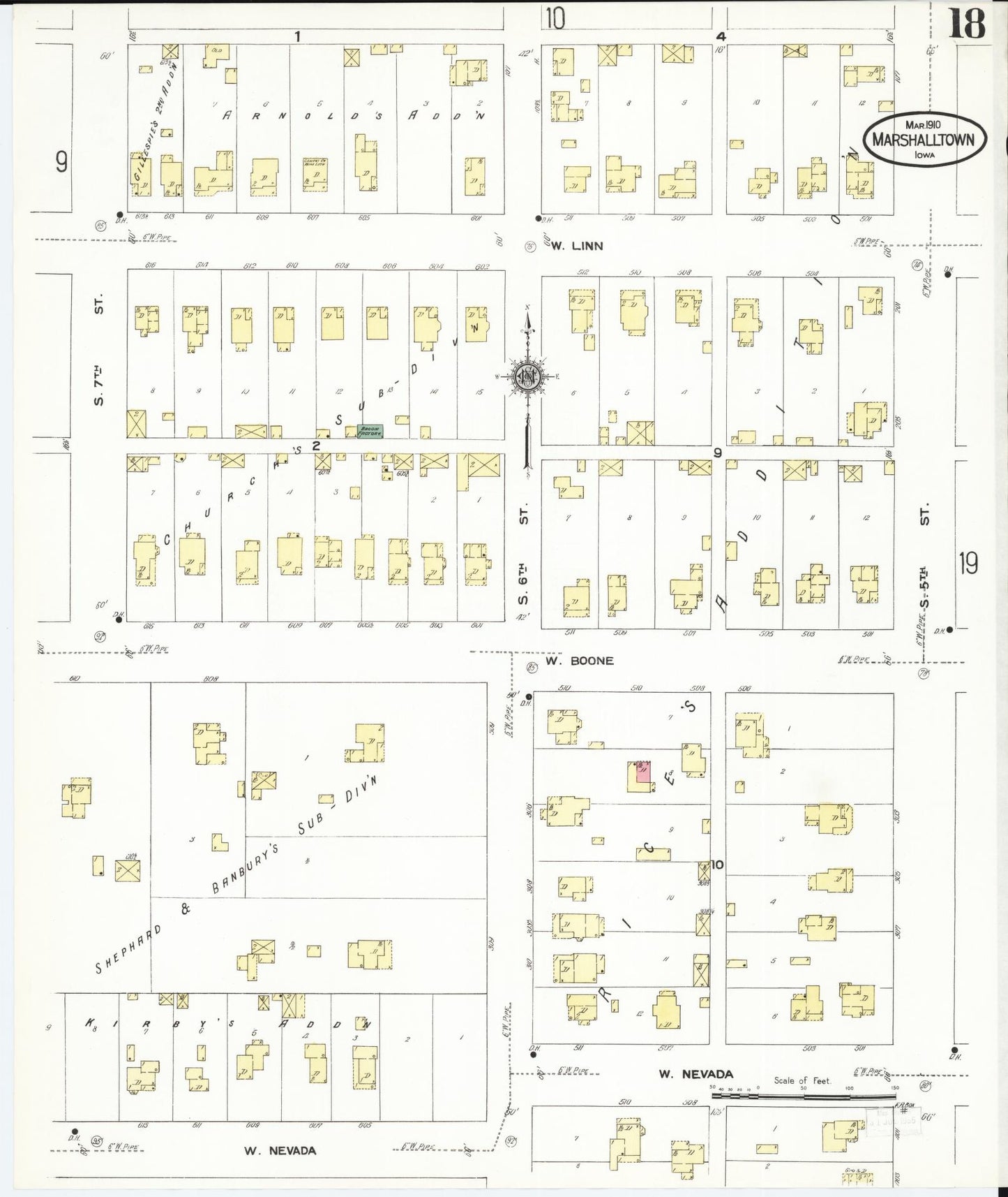 Sanborn Fire Insurance Map from Marshalltown, Marshall County, Iowa (1910), Sheet #0018 - Historic Sanborn Fire Insurance Map Print