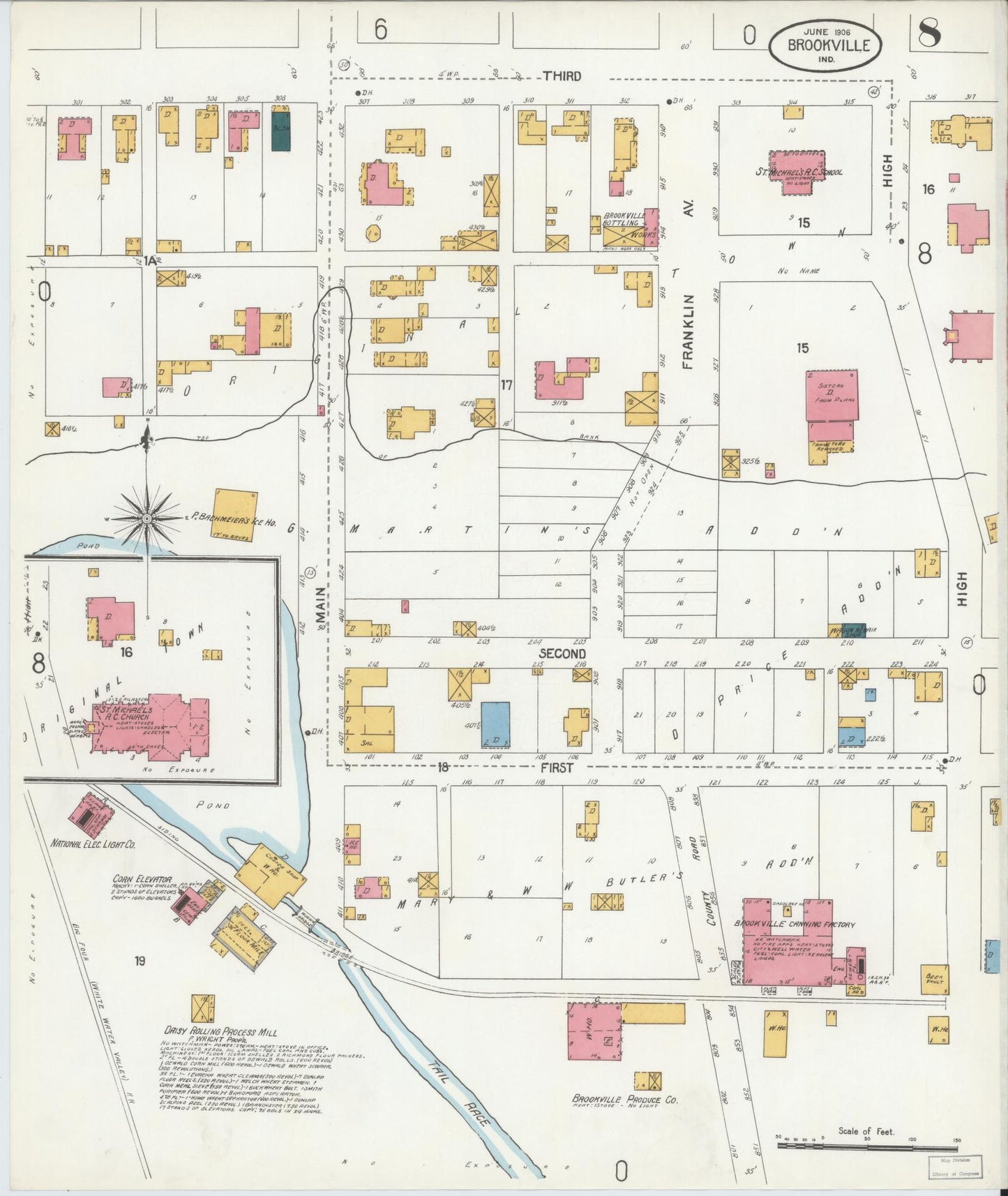 Sanborn Fire Insurance Map from Brookville, Franklin County, Indiana (1906), Sheet #0008 - Complete Map Set gallery image, historic Sanborn map, vintage wall art, Indiana Indiana