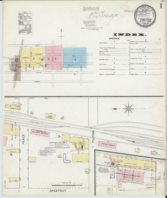 Sanborn Fire Insurance Map from Canton, Madison County, Mississippi (1892), Sheet #0001 - Complete Map Set gallery image, historic Sanborn map, vintage wall art, Mississippi Mississippi
