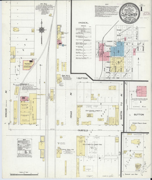 Sanborn Fire Insurance Map from Clay Center, Clay County, Nebraska (1910), Sheet #0001 - Historic Sanborn Fire Insurance Map Print, vintage old map wall art, antique decor, genealogy gift, Nebraska Nebraska map