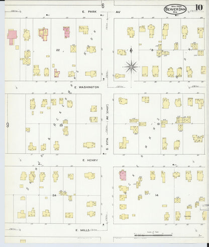 Sanborn Fire Insurance Map from Beaver Dam, Dodge County, Wisconsin (1909), Sheet #0010 - Complete Map Set gallery image, historic Sanborn map, vintage wall art, Wisconsin Wisconsin