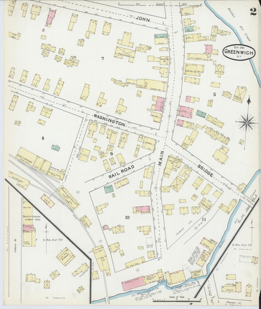 Sanborn Fire Insurance Map from Greenwich, Washington County, New York (1891), Sheet #0002 - Historic Sanborn Fire Insurance Map Print, vintage old map wall art, antique decor, genealogy gift, New York New York map
