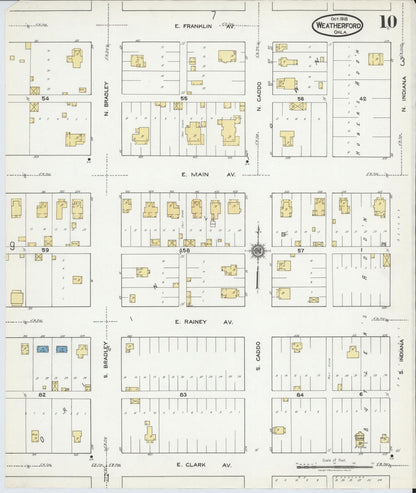 Sanborn Fire Insurance Map from Weatherford, Custer County, Oklahoma (1918), Sheet #0010 - Complete Map Set gallery image, historic Sanborn map, vintage wall art, Oklahoma Oklahoma