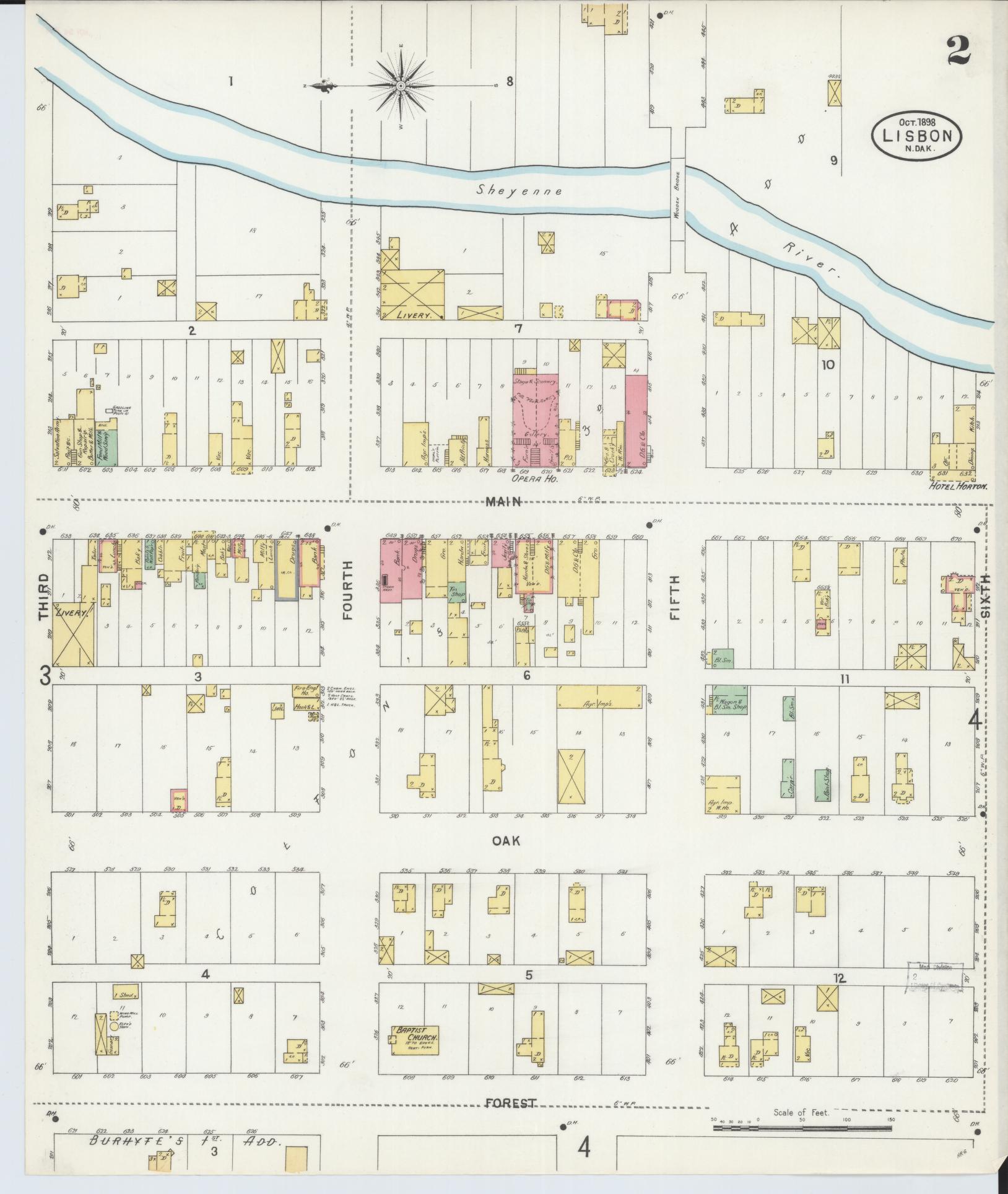 Sanborn Fire Insurance Map from Lisbon, Ransom County, North Dakota (1898), Sheet #0002 - Complete Map Set gallery image, historic Sanborn map, vintage wall art, North Dakota North Dakota