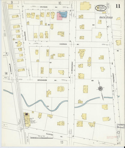 Sanborn Fire Insurance Map from Nyack, Rockland County, New York (1910), Sheet #0011 - Complete Map Set gallery image, historic Sanborn map, vintage wall art, New York New York