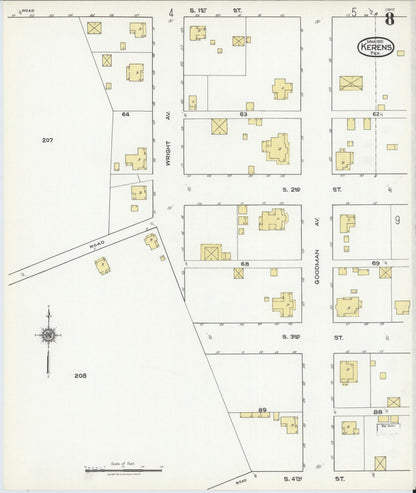 Sanborn Fire Insurance Map from Kerens, Navarro County, Texas (1921), Sheet #0008 - Historic Sanborn Fire Insurance Map Print, vintage old map wall art, antique decor, genealogy gift, Texas Texas map