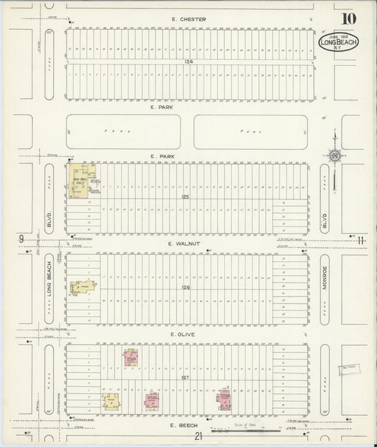 Sanborn Fire Insurance Map from Long Beach, Nassau County, New York (1914), Sheet #0010 - Historic Sanborn Fire Insurance Map Print, vintage old map wall art, antique decor, genealogy gift, New York New York map