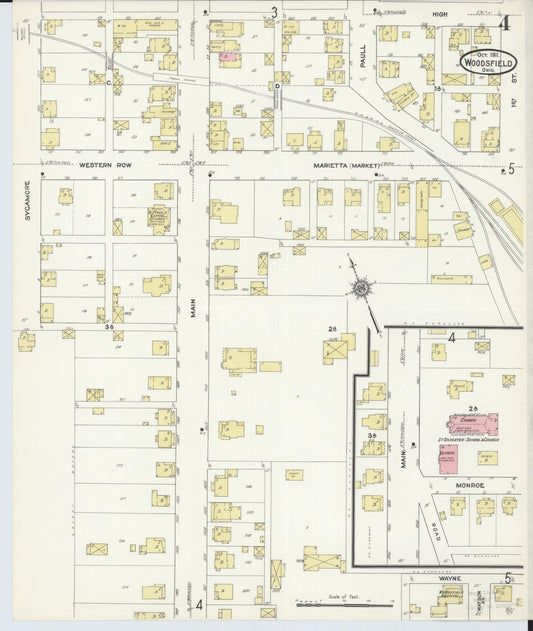 Sanborn Fire Insurance Map from Woodsfield, Monroe County, Ohio (1911), Sheet #0004 - Historic Sanborn Fire Insurance Map Print, vintage old map wall art, antique decor, genealogy gift, Ohio Ohio map