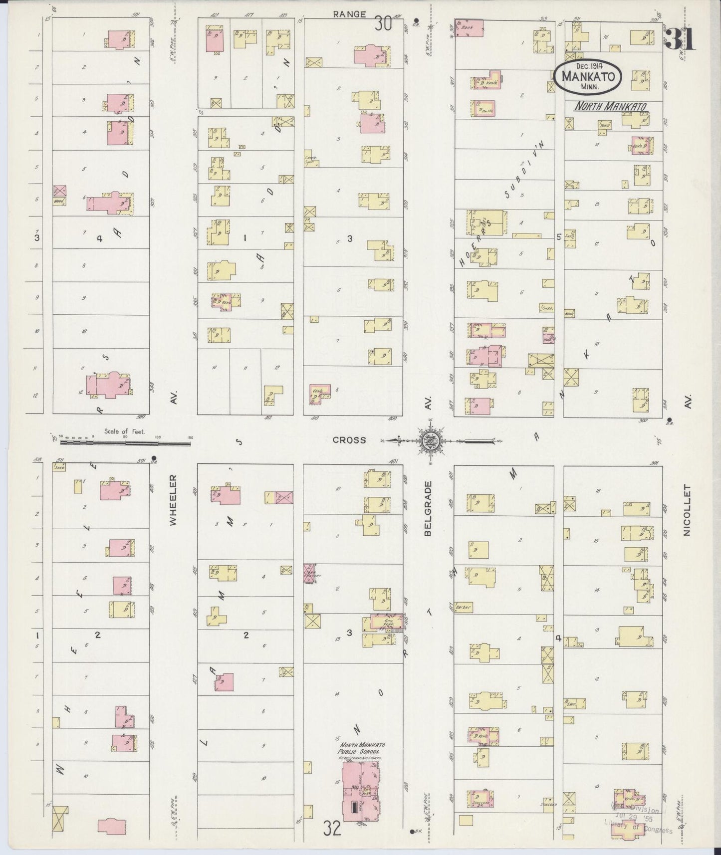 Sanborn Fire Insurance Map from Mankato, Blue Earth County, Minnesota (1914), Sheet #0031 - Complete Map Set gallery image, historic Sanborn map, vintage wall art, Minnesota Minnesota