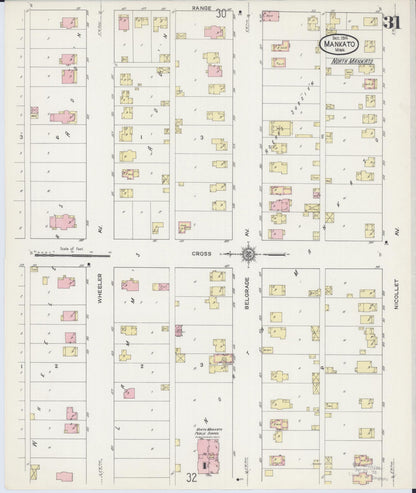 Sanborn Fire Insurance Map from Mankato, Blue Earth County, Minnesota (1914), Sheet #0031 - Complete Map Set gallery image, historic Sanborn map, vintage wall art, Minnesota Minnesota
