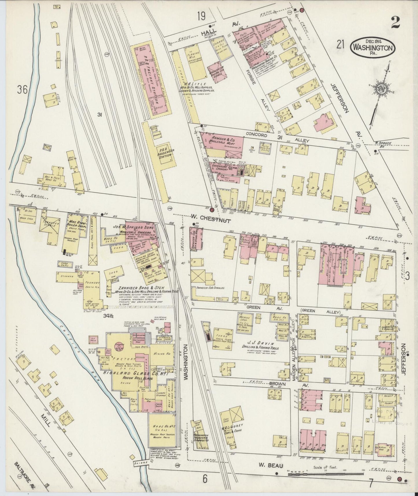 Sanborn Fire Insurance Map from Washington, Washington County, Pennsylvania (1914), Sheet #0002 - Complete Map Set gallery image, historic Sanborn map, vintage wall art, Sanborn Fire Insurance Map from Washington Washington