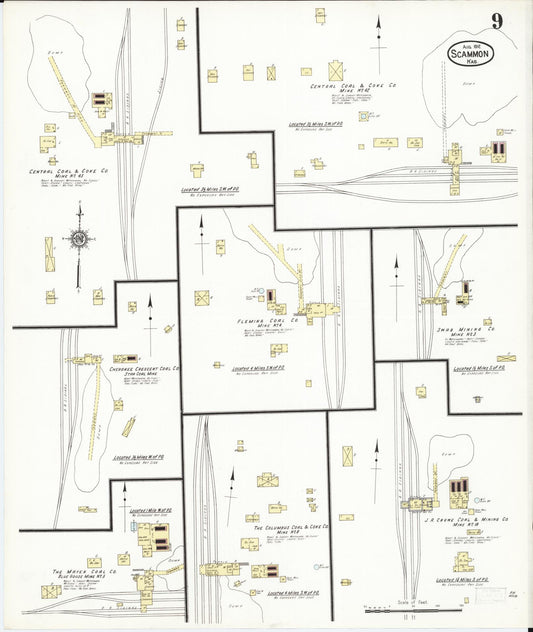 Sanborn Fire Insurance Map from Scammon, Cherokee County, Kansas (1912), Sheet #0009 - Historic Sanborn Fire Insurance Map Print, vintage old map wall art, antique decor, genealogy gift, Kansas Kansas map
