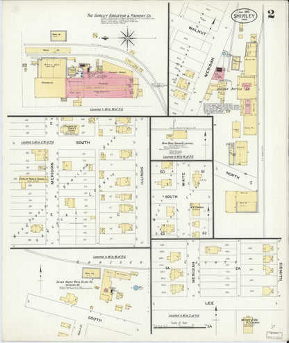 Sanborn Fire Insurance Map from Shirley, Hancock And Henry Counties, Indiana (1908), Sheet #0002 - Historic Sanborn Fire Insurance Map Print, vintage old map wall art, antique decor, genealogy gift, Indiana Indiana map