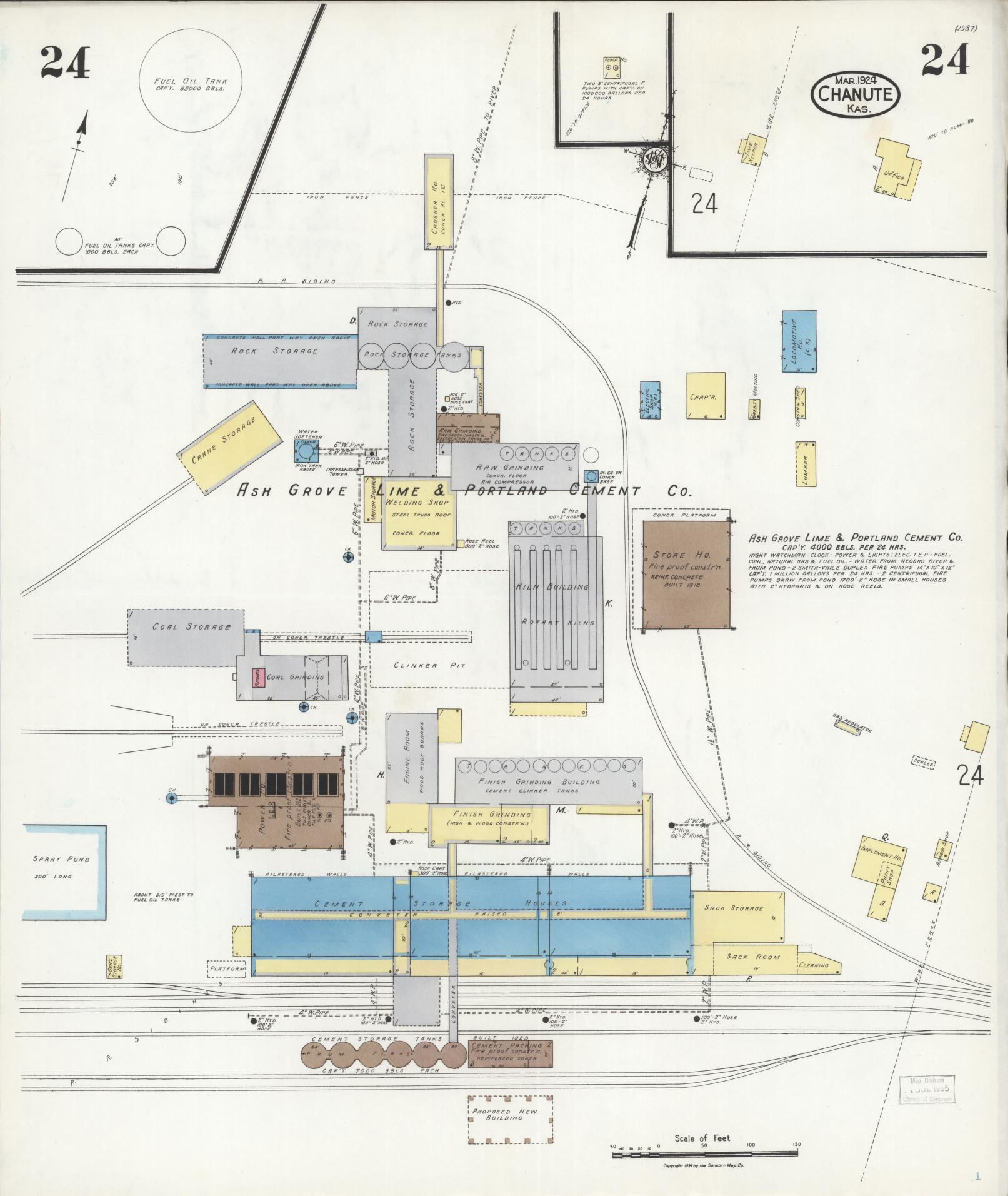 Sanborn Fire Insurance Map from Chanute, Neosho County, Kansas (1924), Sheet #0024 - Complete Map Set gallery image, historic Sanborn map, vintage wall art, Kansas Kansas