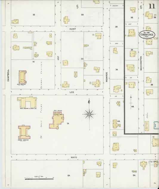 Sanborn Fire Insurance Map from Commerce, Hunt County, Texas (1906), Sheet #0011 - Historic Sanborn Fire Insurance Map Print, vintage old map wall art, antique decor, genealogy gift, Texas Texas map