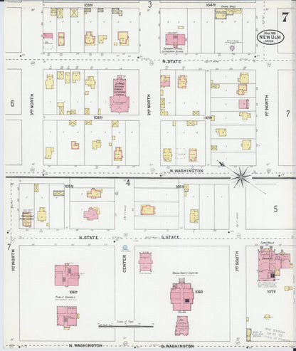 Sanborn Fire Insurance Map from New Ulm, Brown County, Minnesota (1905), Sheet #0007 - Historic Sanborn Fire Insurance Map Print, vintage old map wall art, antique decor, genealogy gift, Minnesota Minnesota map