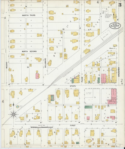 Sanborn Fire Insurance Map from Albany, Delaware County, Indiana (1899), Sheet #0003 - Complete Map Set gallery image, historic Sanborn map, vintage wall art, Indiana Indiana