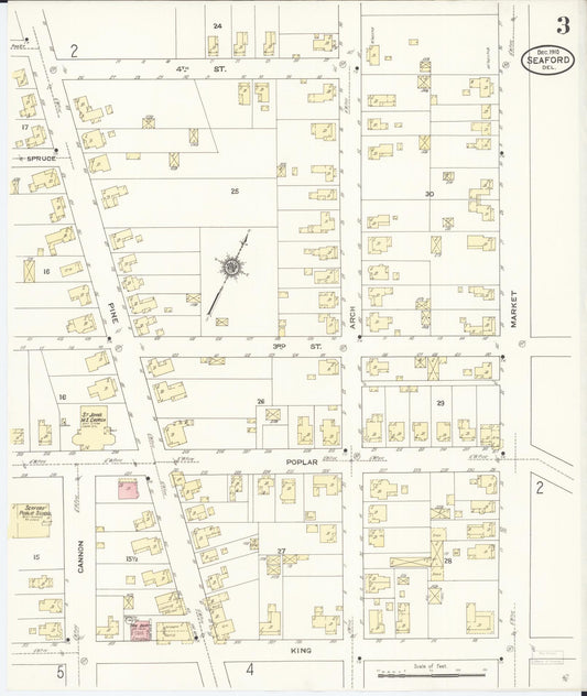 Sanborn Fire Insurance Map from Seaford, Sussex County, Delaware (1910), Sheet #0003 - Historic Sanborn Fire Insurance Map Print, vintage old map wall art, antique decor, genealogy gift, Delaware Delaware map