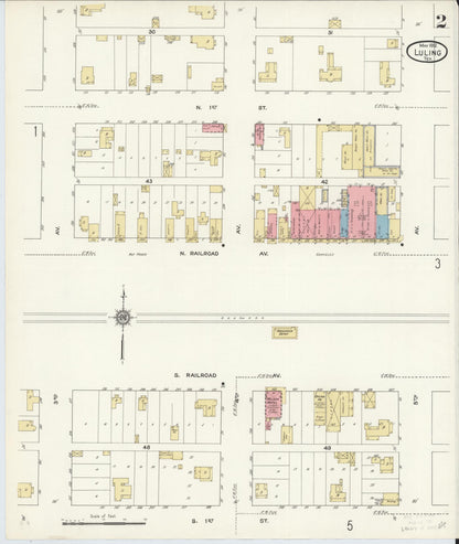 Sanborn Fire Insurance Map from Luling, Caldwell County, Texas (1912), Sheet #0002 - Complete Map Set gallery image, historic Sanborn map, vintage wall art, Texas Texas