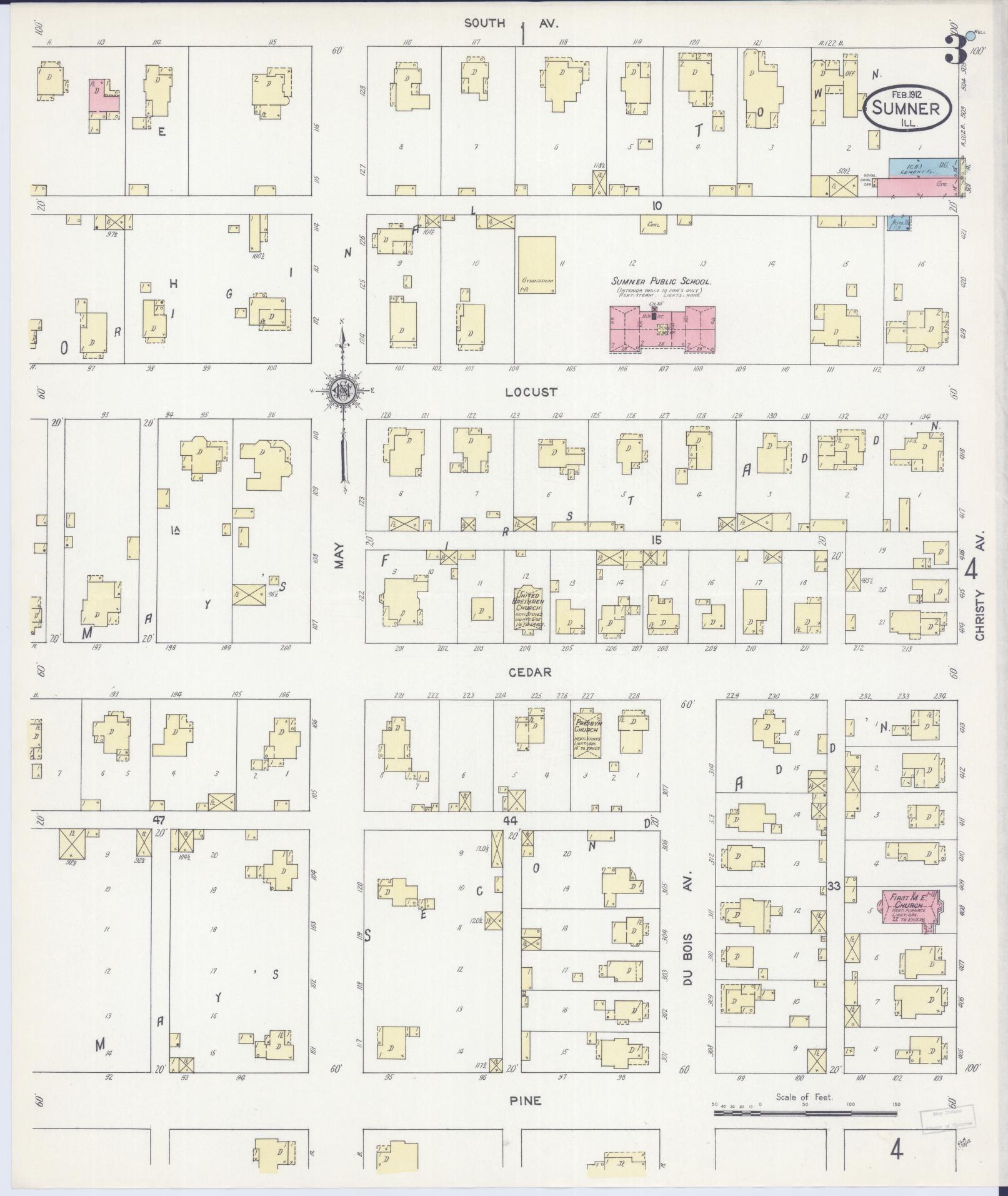 Sanborn Fire Insurance Map from Sumner, Lawrence County, Illinois (1912), Sheet #0003 - Complete Map Set gallery image, historic Sanborn map, vintage wall art, Illinois Illinois