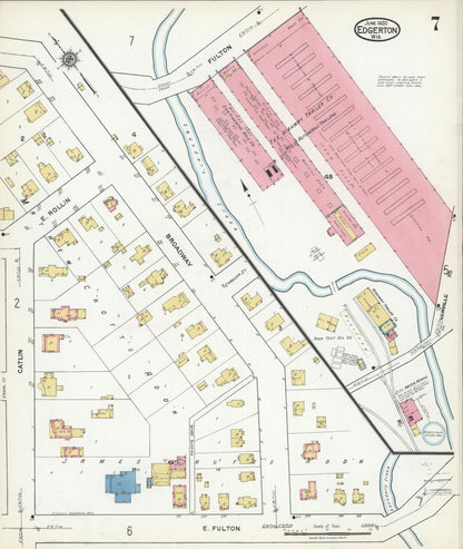Sanborn Fire Insurance Map from Edgerton, Rock County, Wisconsin (1920), Sheet #0007 - Historic Sanborn Fire Insurance Map Print, vintage old map wall art, antique decor, genealogy gift, Wisconsin Wisconsin map