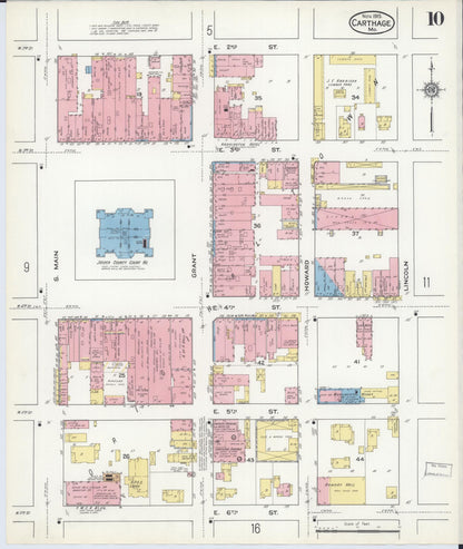 Sanborn Fire Insurance Map from Carthage, Jasper County, Missouri (1915), Sheet #0010 - Complete Map Set gallery image, historic Sanborn map, vintage wall art, Missouri Missouri