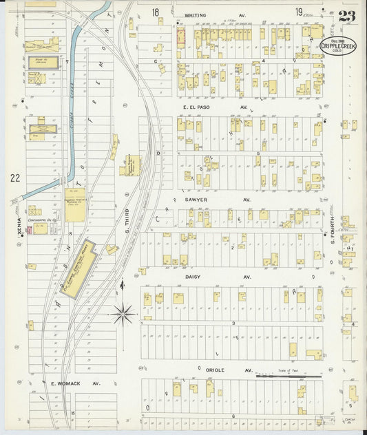Sanborn Fire Insurance Map from Cripple Creek, Teller County, Colorado (1908), Sheet #0023 - Historic Sanborn Fire Insurance Map Print, vintage old map wall art, antique decor, genealogy gift, Colorado Colorado map
