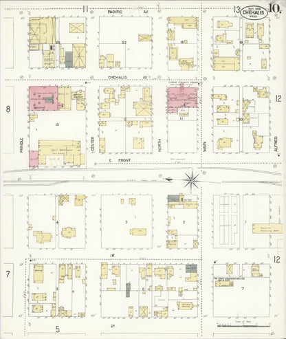 Sanborn Fire Insurance Map from Chehalis, Lewis County, Washington (1908), Sheet #0010 - Complete Map Set gallery image, historic Sanborn map, vintage wall art, Washington Washington