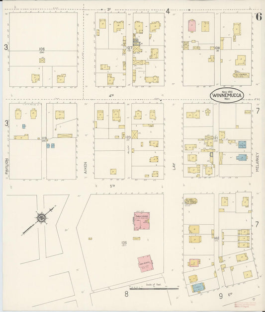 Sanborn Fire Insurance Map from Winnemucca, Humboldt County, Nevada (1912), Sheet #0006 - Historic Sanborn Fire Insurance Map Print, vintage old map wall art, antique decor, genealogy gift, Nevada Nevada map