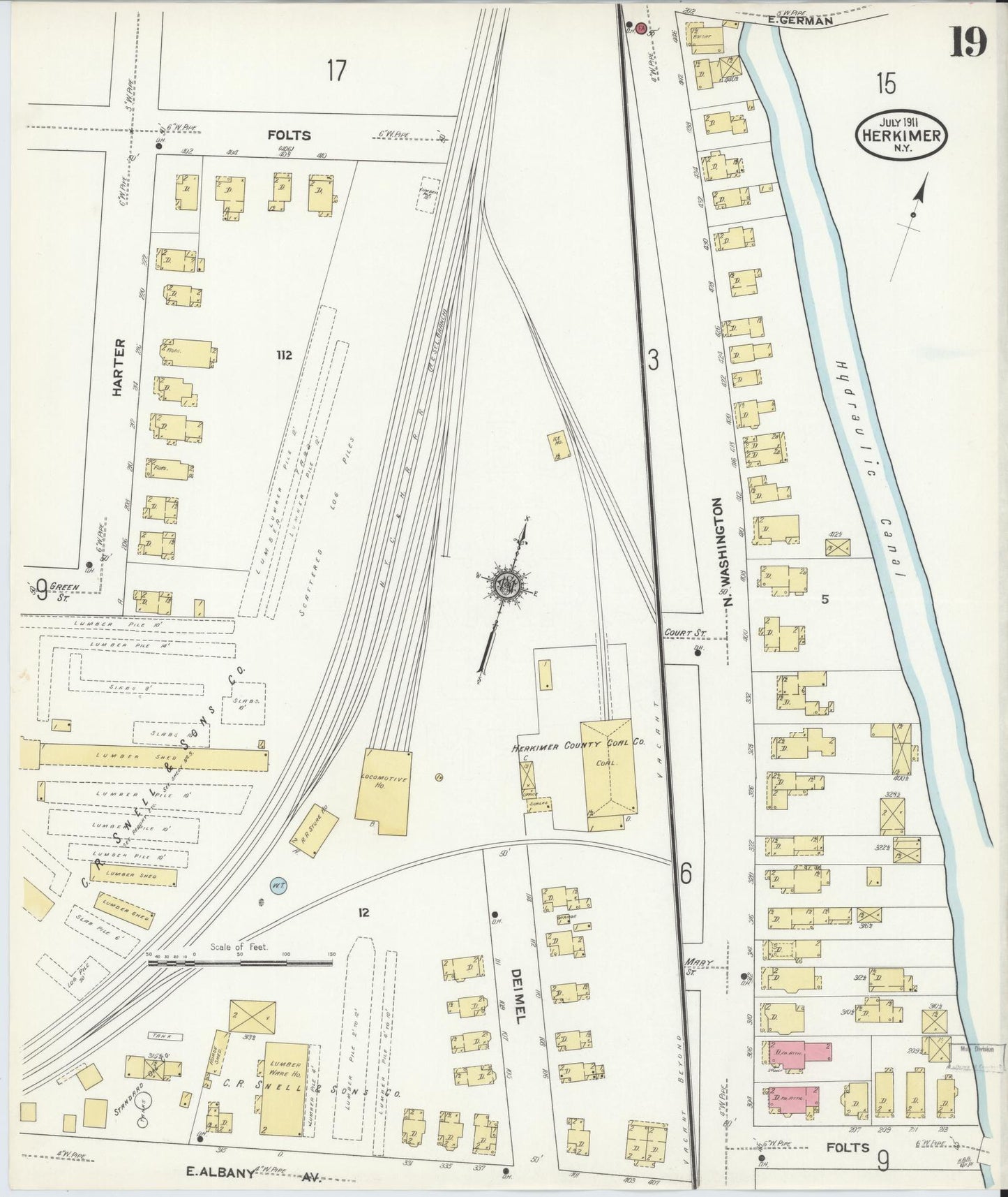 Sanborn Fire Insurance Map from Herkimer, Herkimer County, New York (1911), Sheet #0019 - Complete Map Set gallery image, historic Sanborn map, vintage wall art, New York New York