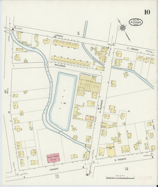 Sanborn Fire Insurance Map from Adams, Berkshire County, Massachusetts (1914), Sheet #0010 - Historic Sanborn Fire Insurance Map Print, vintage old map wall art, antique decor, genealogy gift, Massachusetts Massachusetts map