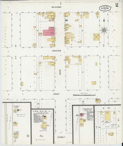 Sanborn Fire Insurance Map from Okeene, Blaine County, Oklahoma (1901), Sheet #0002 - Complete Map Set gallery image, historic Sanborn map, vintage wall art, Oklahoma Oklahoma