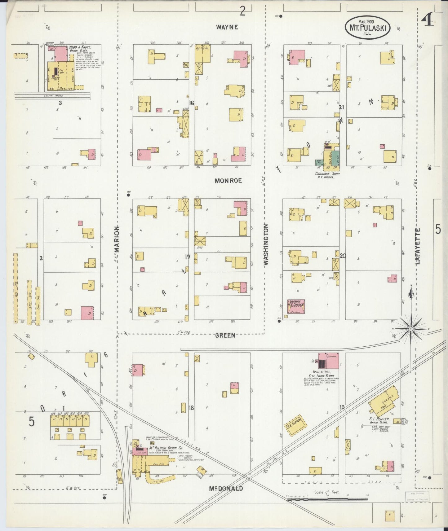 Sanborn Fire Insurance Map from Mount Pulaski, Logan County, Illinois (1900), Sheet #0004 - Complete Map Set gallery image, historic Sanborn map, vintage wall art, Illinois Illinois