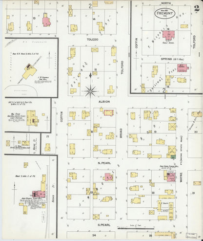 Sanborn Fire Insurance Map from Fremont, Steuben County, Indiana (1901), Sheet #0002 - Complete Map Set gallery image, historic Sanborn map, vintage wall art, Indiana Indiana