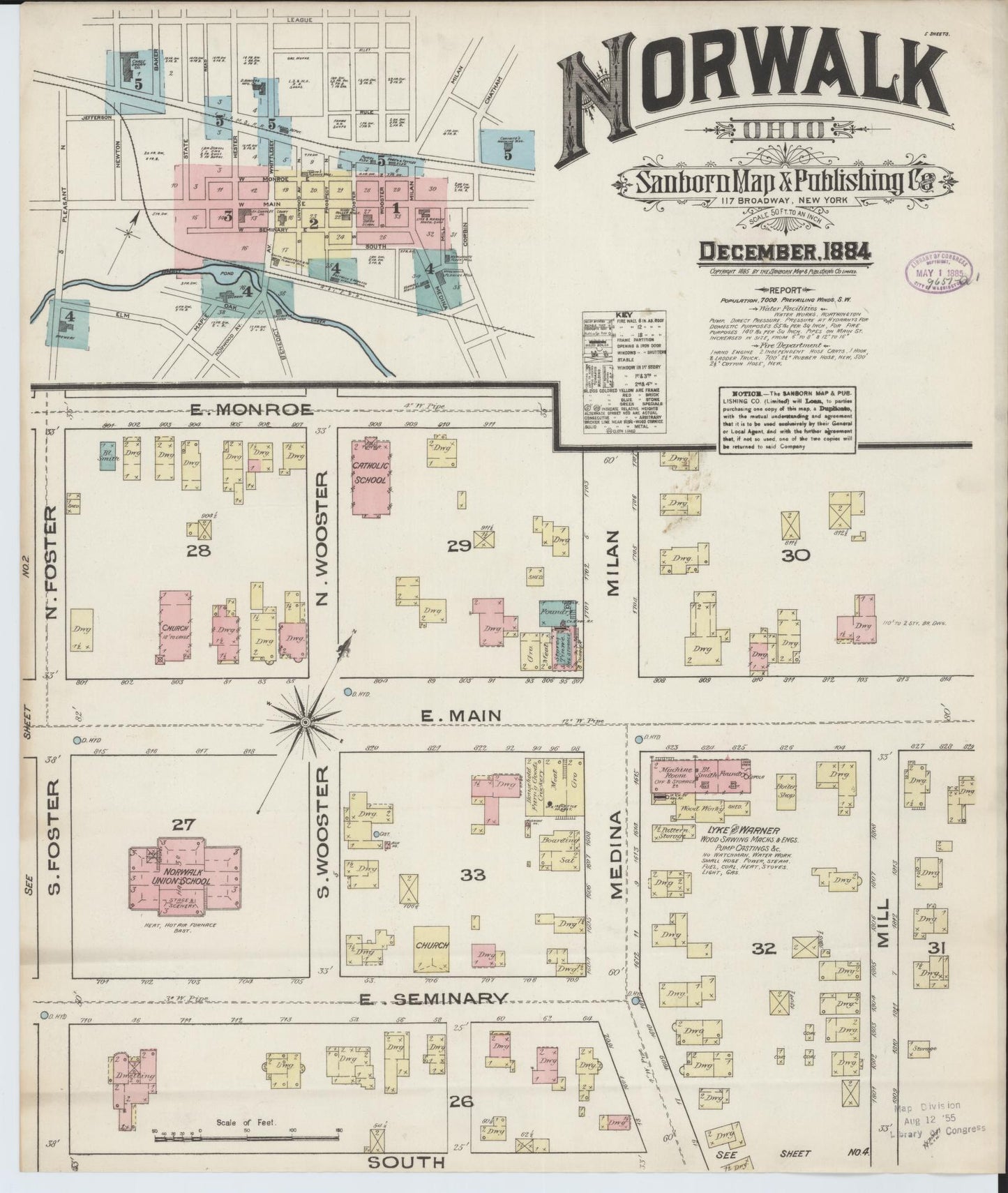 Sanborn Fire Insurance Map from Norwalk, Huron County, Ohio (1884), Sheet #0001 - Complete Map Set gallery image, historic Sanborn map, vintage wall art, Ohio Ohio