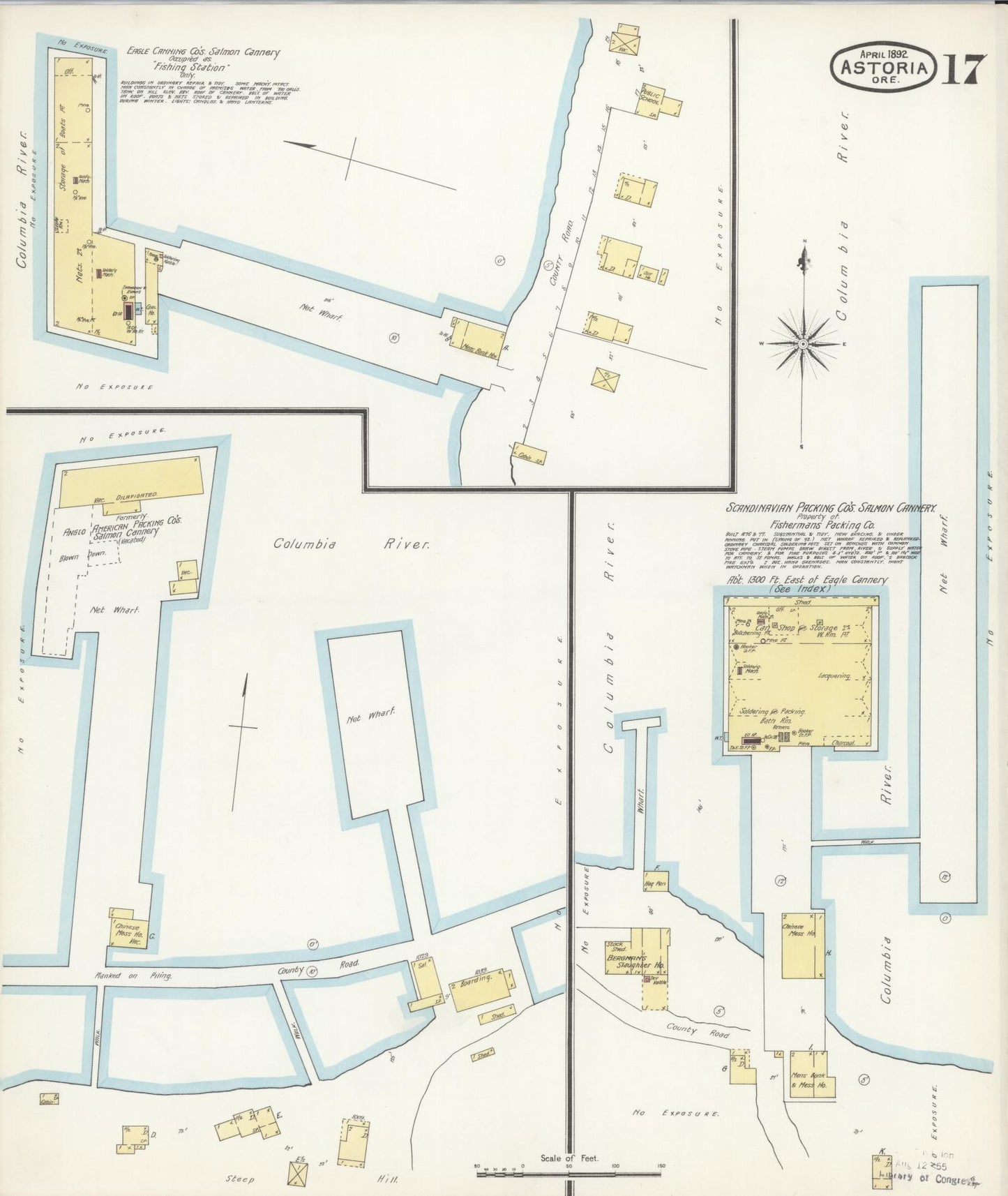 Sanborn Fire Insurance Map from Astoria, Clatsop County, Oregon (1892), Sheet #0017 - Historic Sanborn Fire Insurance Map Print, vintage old map wall art, antique decor, genealogy gift, Oregon Oregon map